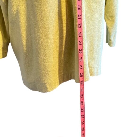 0821 Ellen Tracey French Terry V Neck Hoodie Chartreuse 100% Cotton Size M New - Picture 6 of 10